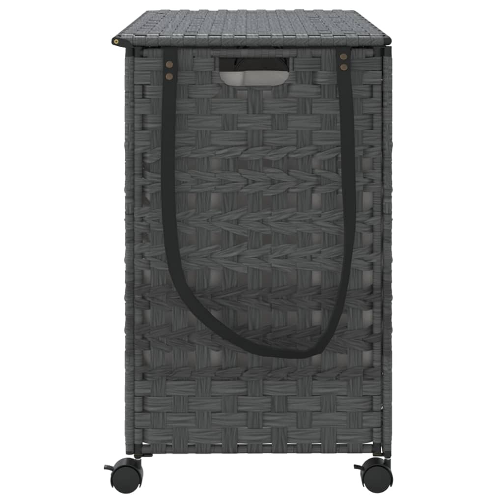 vidaXL Wasmand op wielen 66x35x60 cm rattan grijs