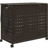 vidaXL Wasmand op wielen 66x35x60 cm rattan donkerbruin