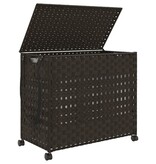 vidaXL Wasmand op wielen 66x35x60 cm rattan donkerbruin