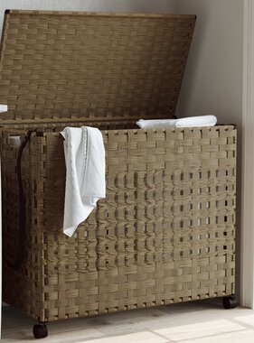 vidaXL Wasmand op wielen 66x35x60 cm rattan