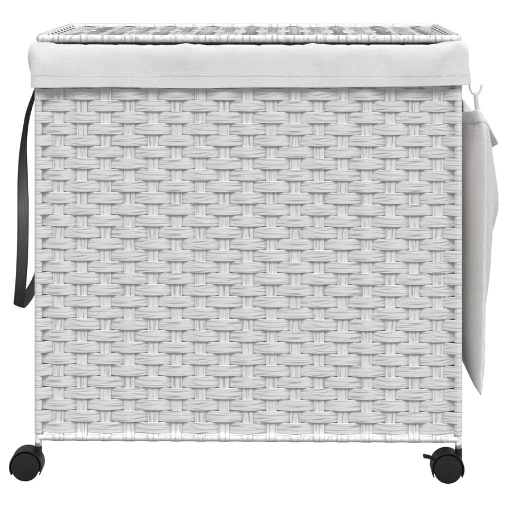 vidaXL Wasmand op wielen 60x35x60,5 cm rattan wit