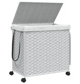 vidaXL Wasmand op wielen 60x35x60,5 cm rattan wit