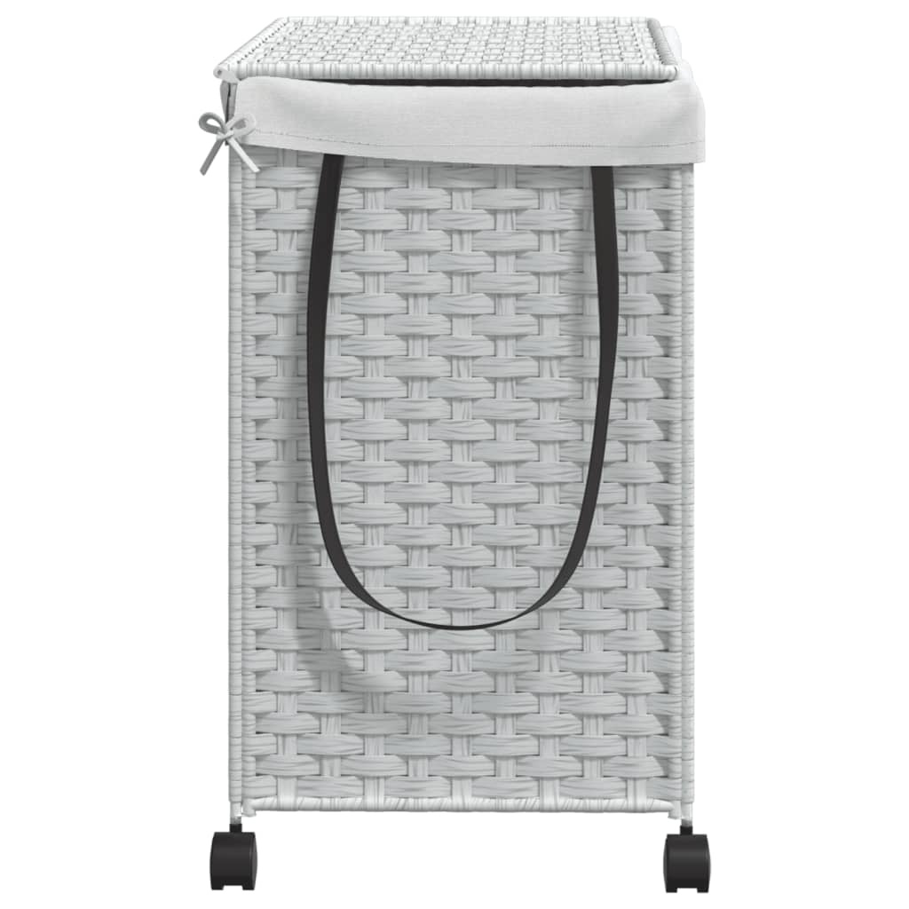 vidaXL Wasmand op wielen 60x35x60,5 cm rattan wit