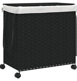 vidaXL Wasmand op wielen 60x35x60,5 cm rattan zwart