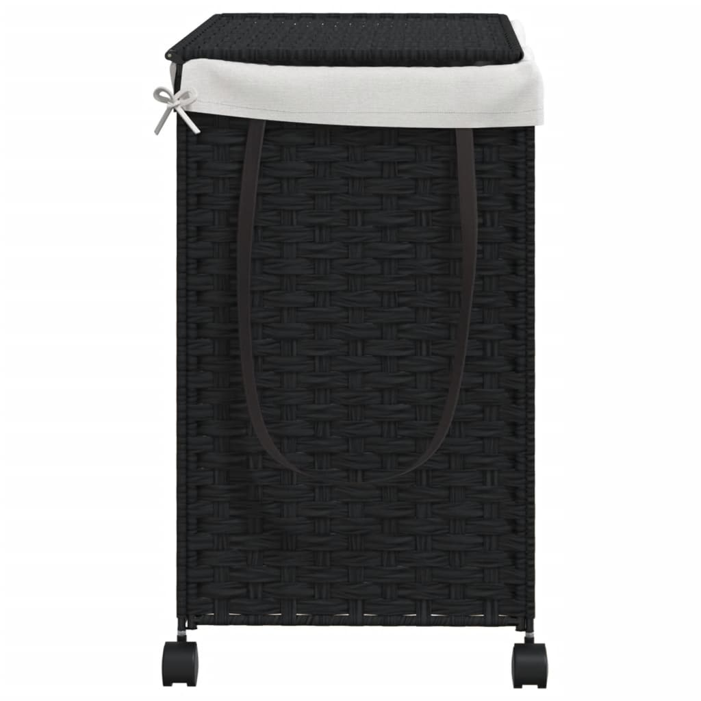 vidaXL Wasmand op wielen 60x35x60,5 cm rattan zwart