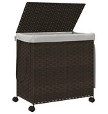 vidaXL Wasmand op wielen 60x35x60,5 cm rattan donkerbruin