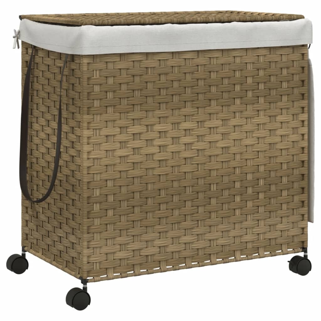 vidaXL Wasmand op wielen 60x35x60,5 cm rattan