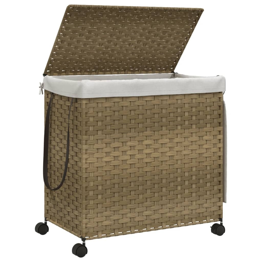 vidaXL Wasmand op wielen 60x35x60,5 cm rattan