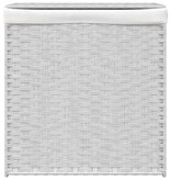 vidaXL Wasmand met 2 vakken 53x35x57 cm poly rattan wit