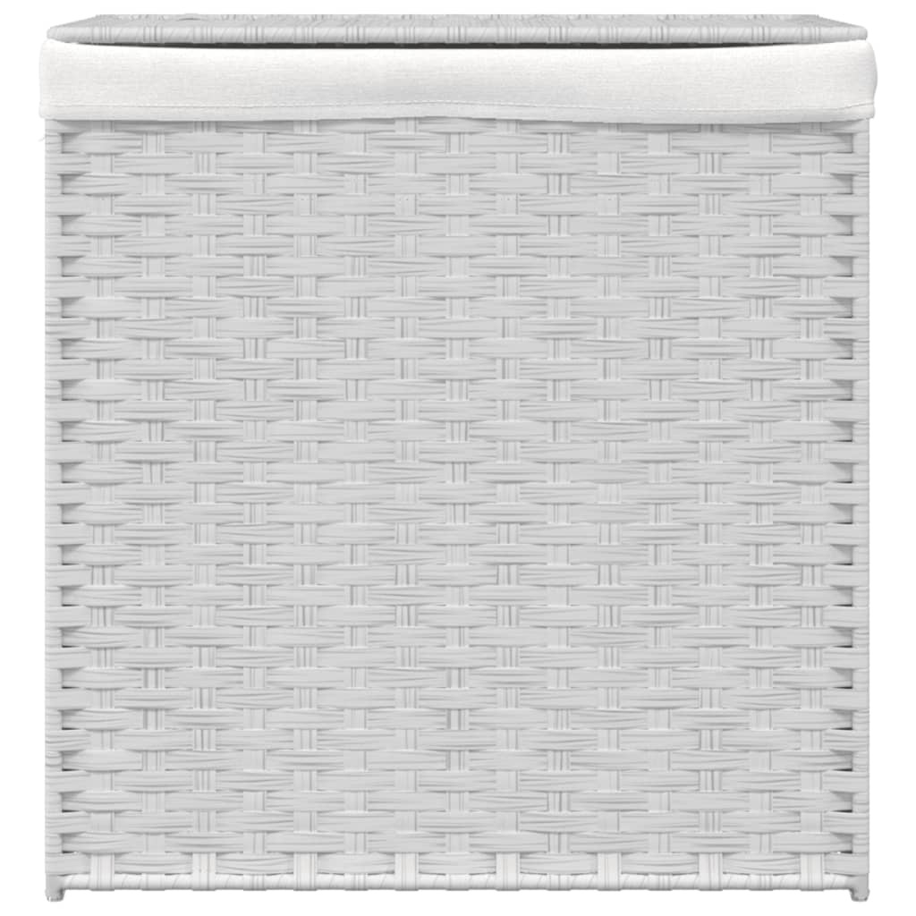 vidaXL Wasmand met 2 vakken 53x35x57 cm poly rattan wit