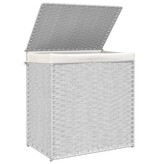 vidaXL Wasmand met 2 vakken 53x35x57 cm poly rattan wit