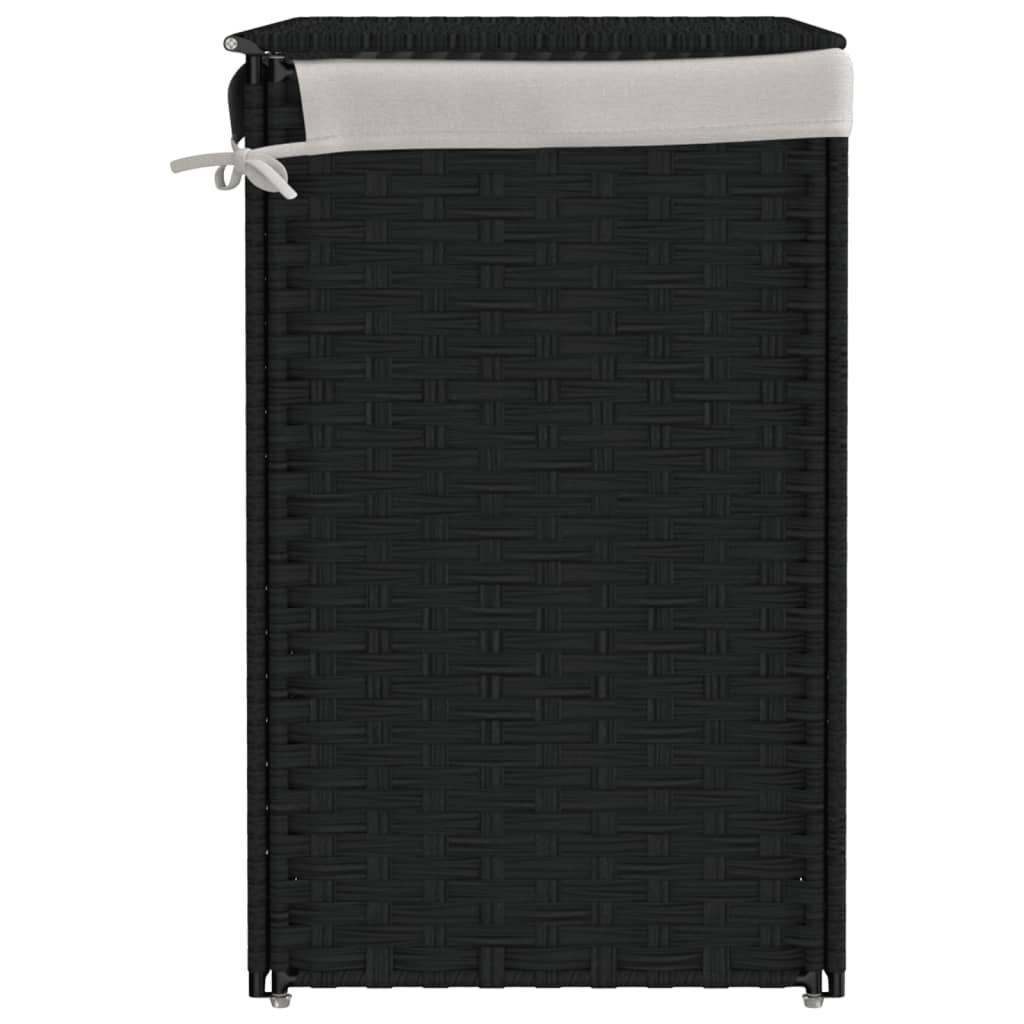 vidaXL Wasmand met 2 vakken 53x35x57 cm poly rattan zwart