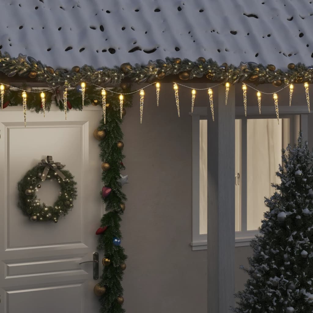 vidaXL Kerstverlichting ijspegel met 100 LED's 10 m acryl PVC warmwit