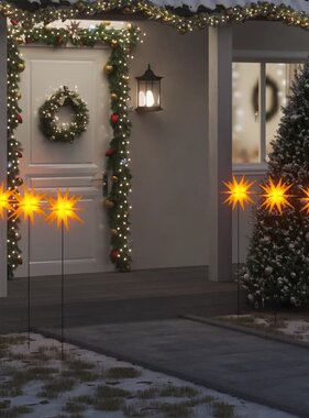 vidaXL Kerstlampen met grondpin en LED's 3 st 35 cm geel