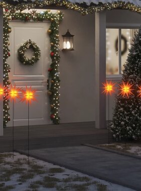 vidaXL Kerstlampen met grondpin en LED's 3 st 35 cm rood