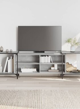VidaXL Tv-meubel 203x37x50 cm bewerkt hout grijs sonoma eikenkleurig