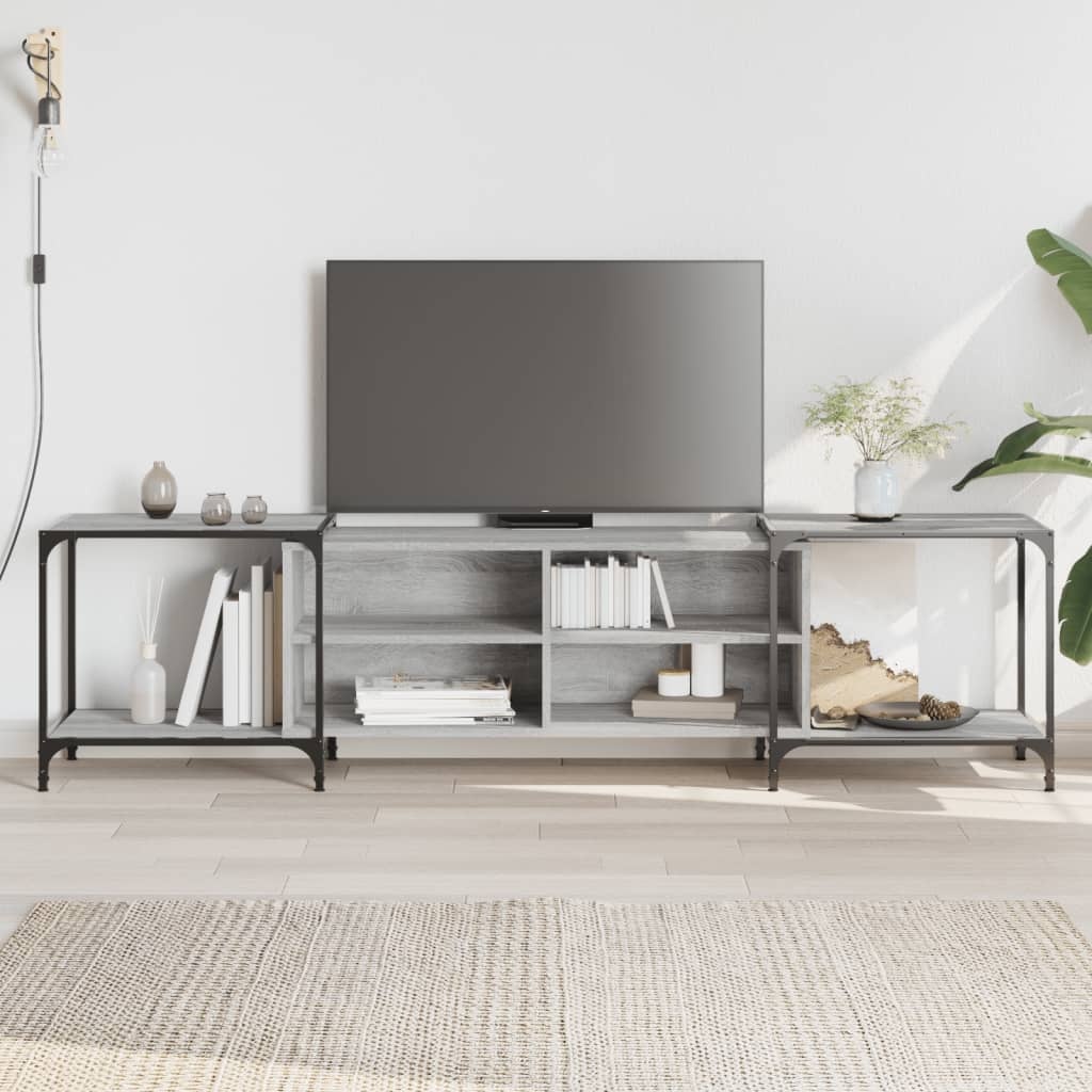 VidaXL Tv-meubel 203x37x50 cm bewerkt hout grijs sonoma eikenkleurig