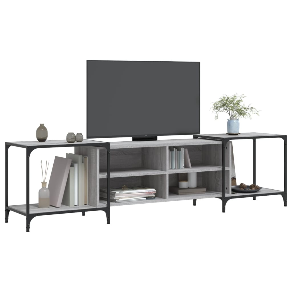 VidaXL Tv-meubel 203x37x50 cm bewerkt hout grijs sonoma eikenkleurig