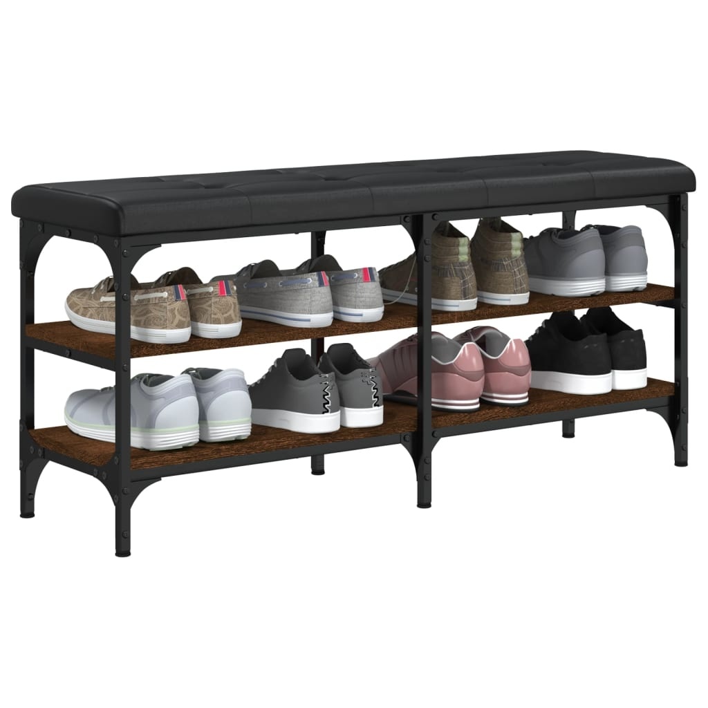 VidaXL Schoenenbank 102x32x47 cm bewerkt hout bruineikenkleurig