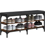 VidaXL Schoenenbank 102x32x47 cm bewerkt hout gerookt eikenkleurig