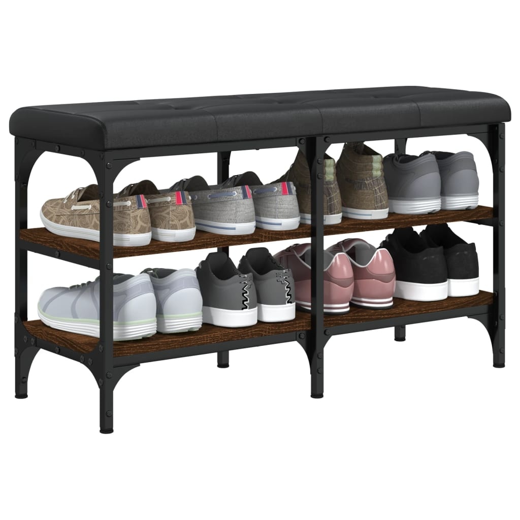 VidaXL Schoenenbank 82x32x47 cm bewerkt hout bruineikenkleurig