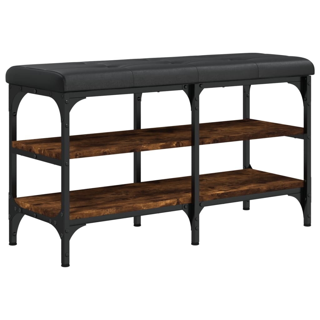 VidaXL Schoenenbank 82x32x47 cm bewerkt hout gerookt eikenkleurig