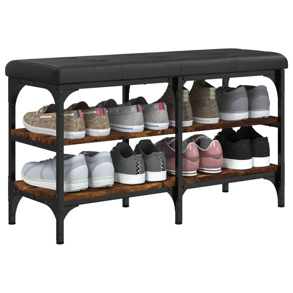 VidaXL Schoenenbank 82x32x47 cm bewerkt hout gerookt eikenkleurig
