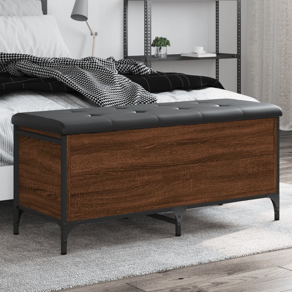 VidaXL Opbergbankje 102x42x45 cm bewerkt hout bruineikenkleurig