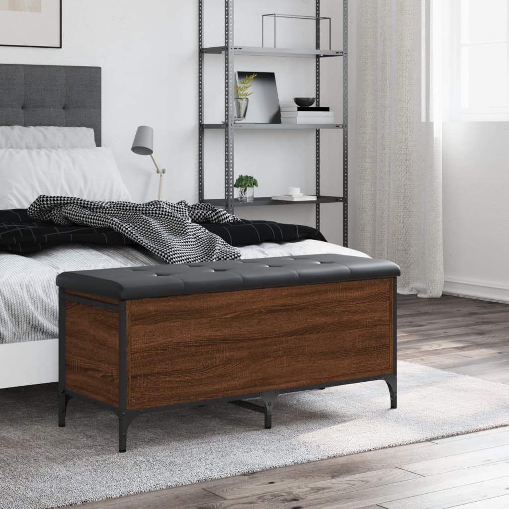 VidaXL Opbergbankje 102x42x45 cm bewerkt hout bruineikenkleurig