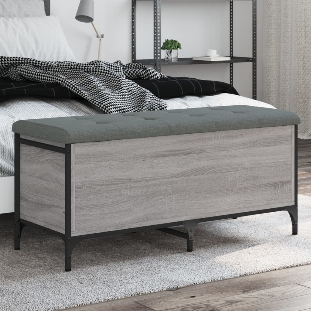VidaXL Opbergbankje 102x42x45 cm bewerkt hout grijs sonoma eikenkleur