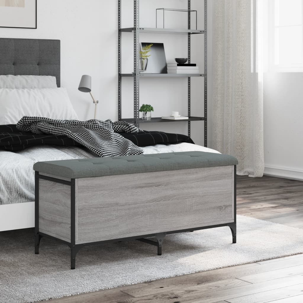 VidaXL Opbergbankje 102x42x45 cm bewerkt hout grijs sonoma eikenkleur