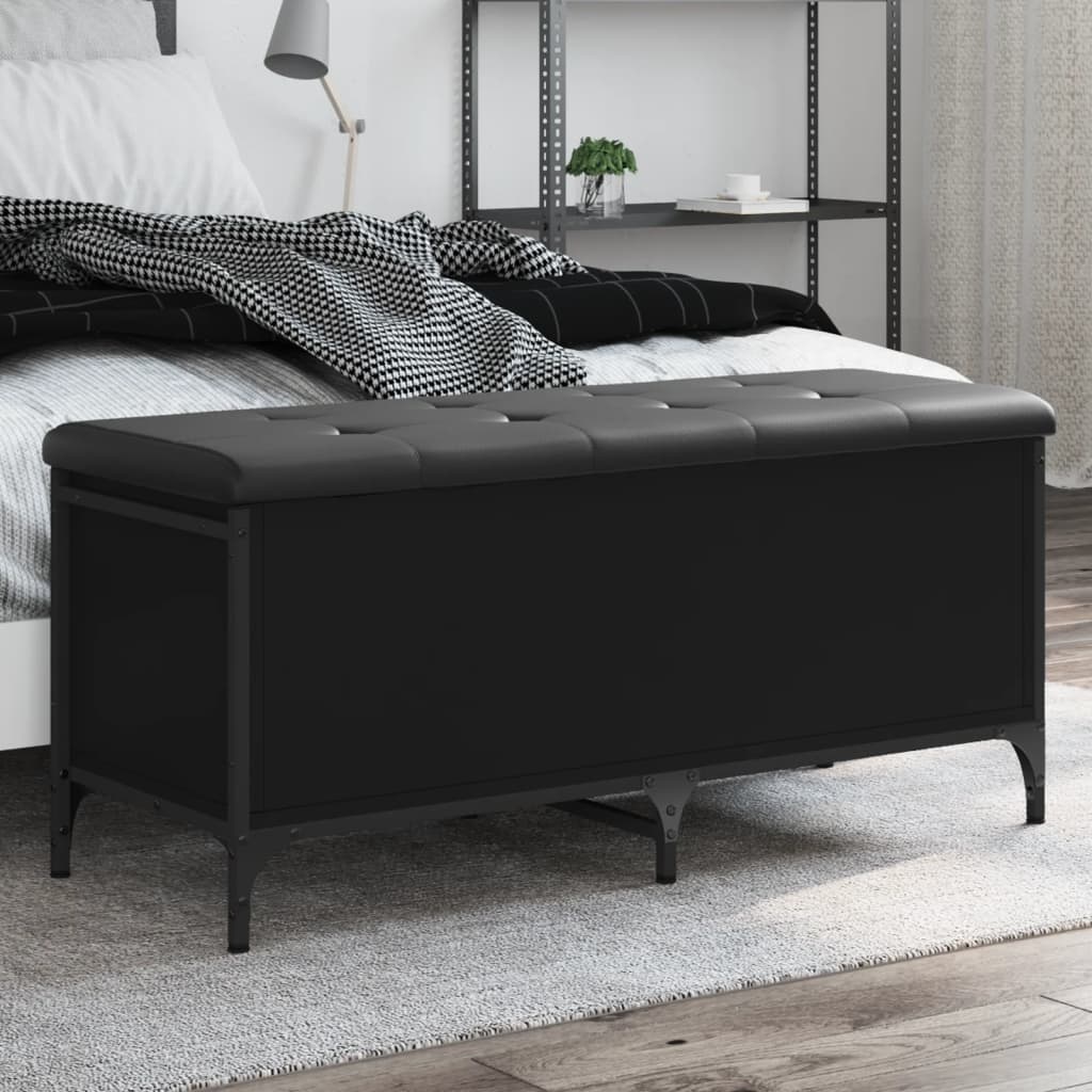 VidaXL Opbergbankje 102x42x45 cm bewerkt hout zwart