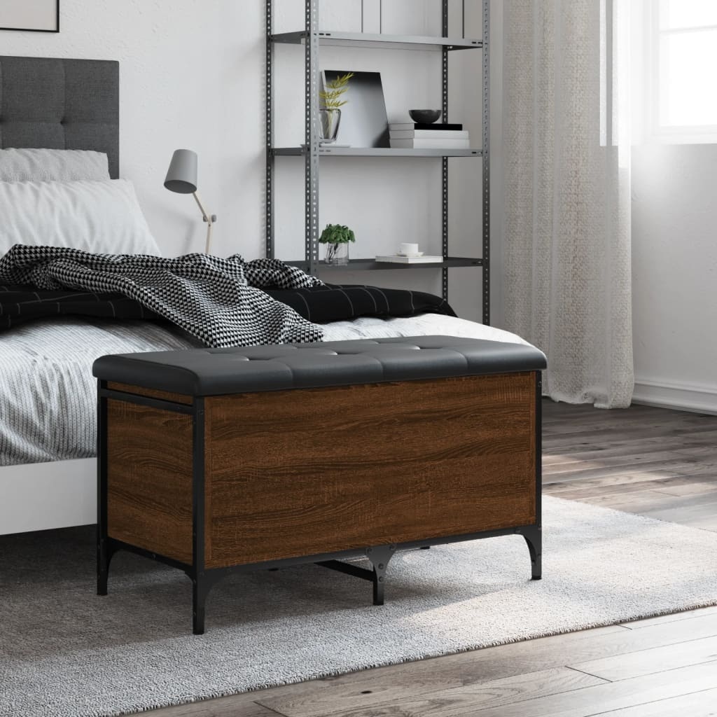 VidaXL Opbergbankje 82x42x45 cm bewerkt hout bruineikenkleurig