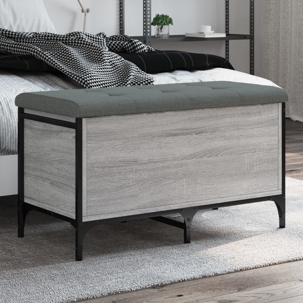 VidaXL Opbergbankje 82x42x45 cm bewerkt hout grijs sonoma eikenkleurig