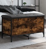 vidaXL Opbergbankje 82x42x45 cm bewerkt hout gerookt eikenkleurig