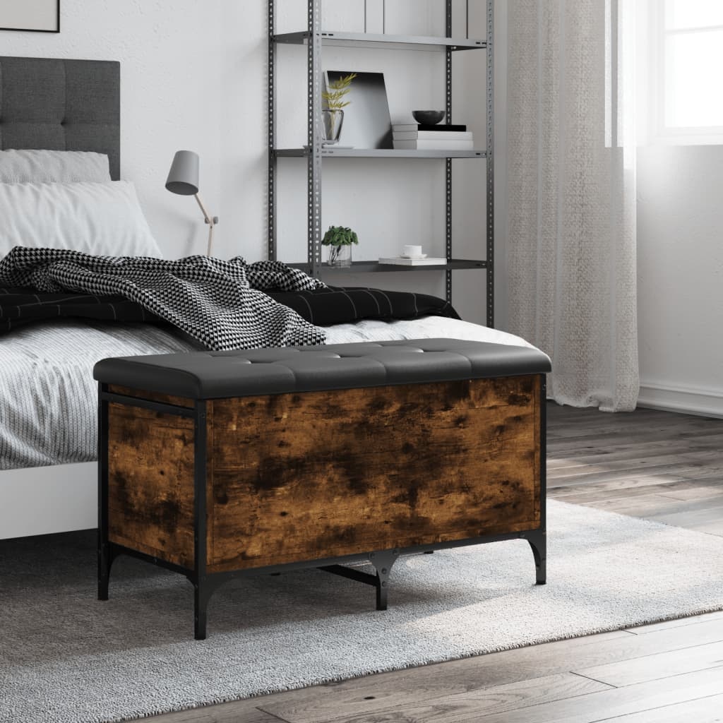 VidaXL Opbergbankje 82x42x45 cm bewerkt hout gerookt eikenkleurig