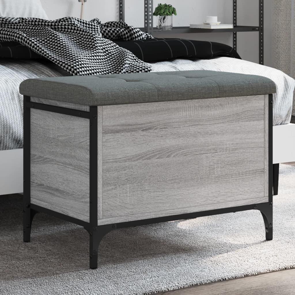VidaXL Opbergbankje 62x42x45 cm bewerkt hout grijs sonoma eikenkleurig