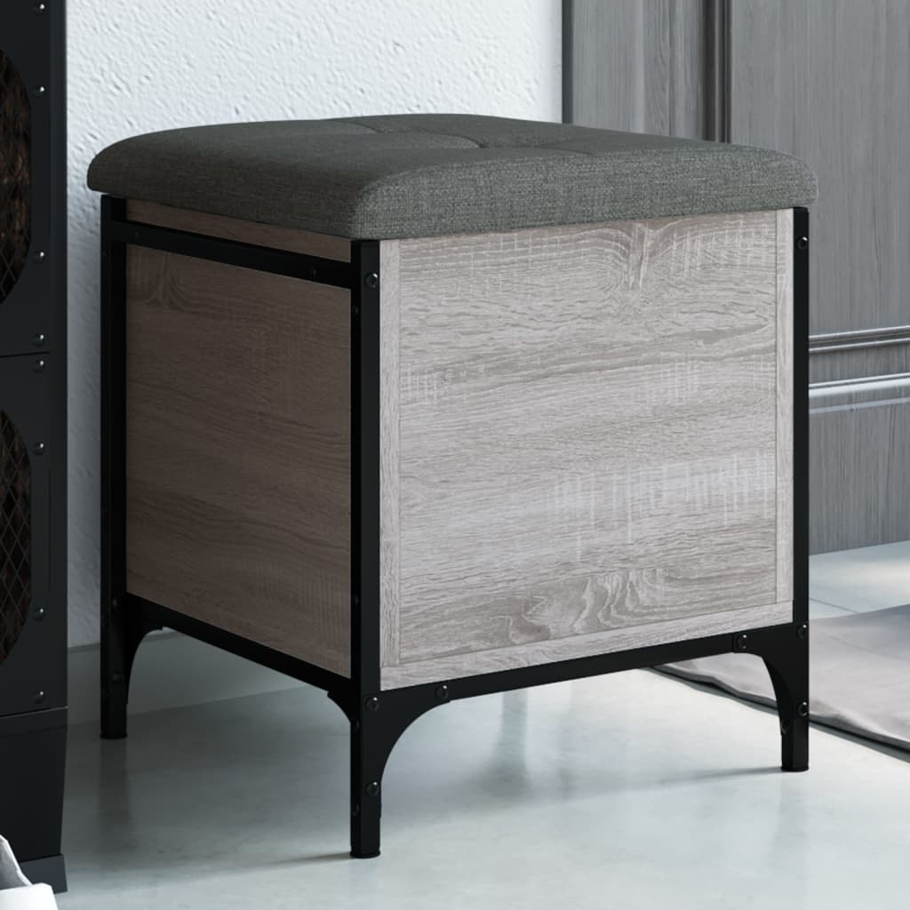 VidaXL Opbergbankje 42x42x45 cm bewerkt hout grijs sonoma eikenkleurig