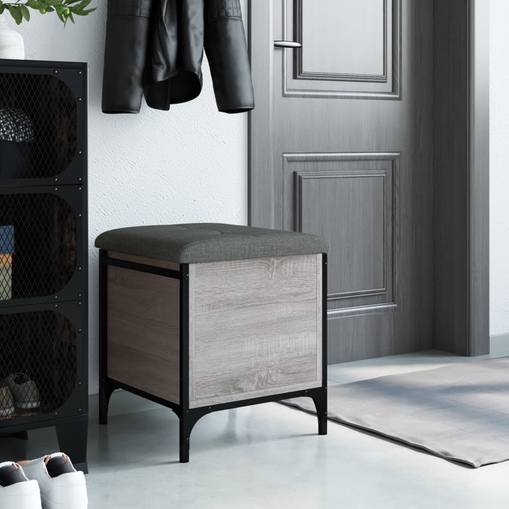 VidaXL Opbergbankje 42x42x45 cm bewerkt hout grijs sonoma eikenkleurig