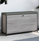 VidaXL Schoenenbankje met klaplade 102x32x56 cm grijs sonoma eiken