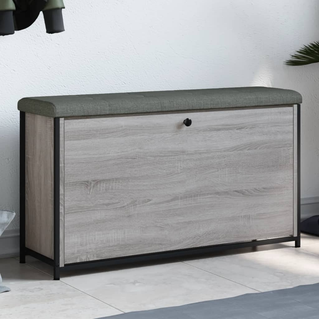 VidaXL Schoenenbankje met klaplade 102x32x56 cm grijs sonoma eiken