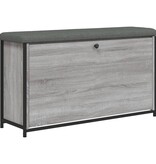 VidaXL Schoenenbankje met klaplade 102x32x56 cm grijs sonoma eiken