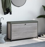 VidaXL Schoenenbankje met klaplade 102x32x56 cm grijs sonoma eiken