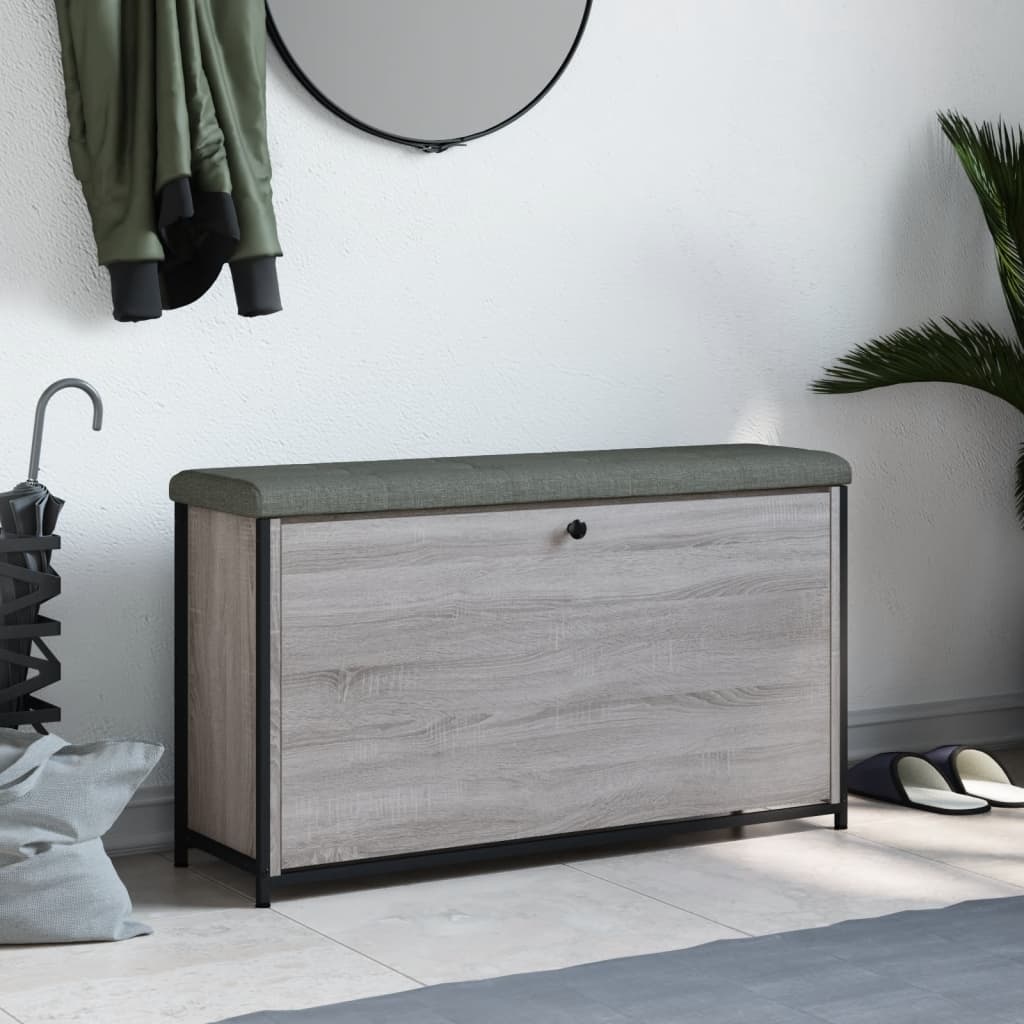 VidaXL Schoenenbankje met klaplade 102x32x56 cm grijs sonoma eiken
