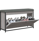 VidaXL Schoenenbankje met klaplade 102x32x56 cm grijs sonoma eiken