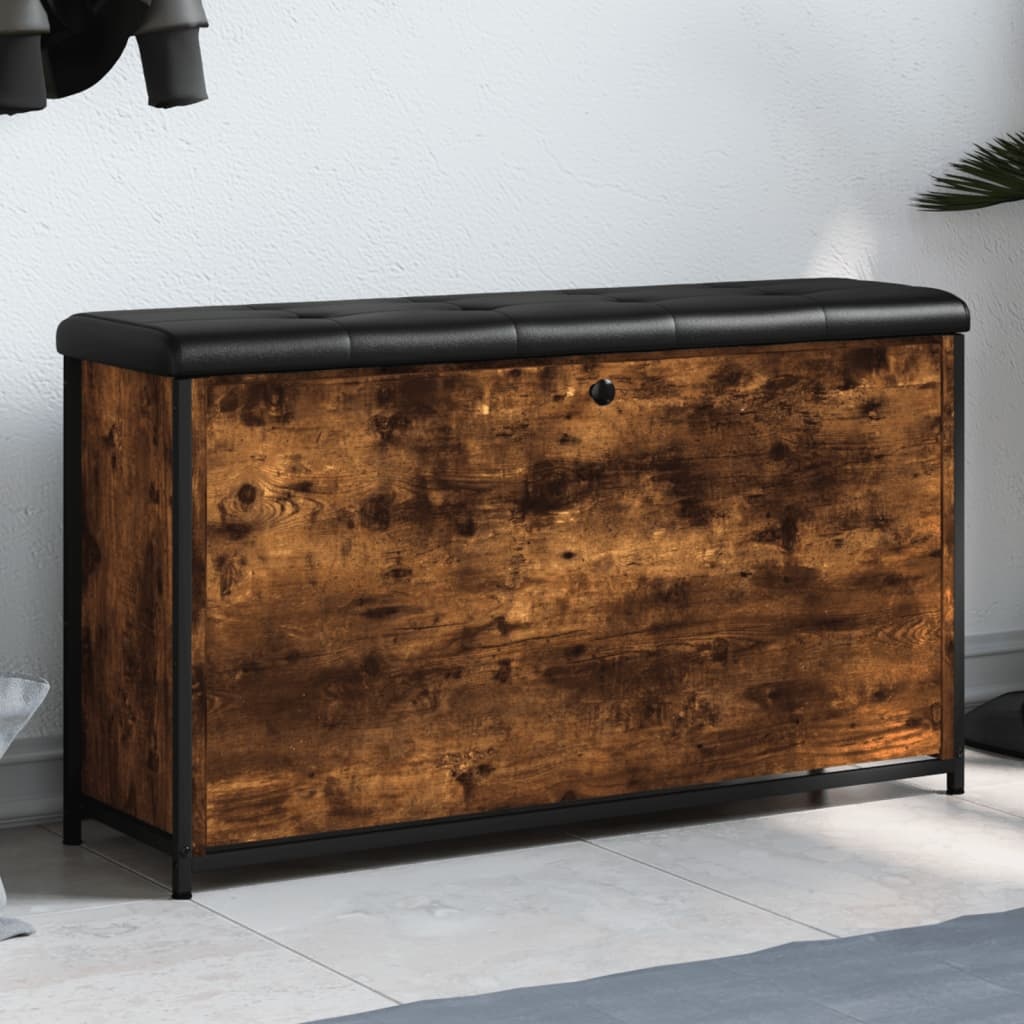 VidaXL Schoenenbankje met klaplade 102x32x56 cm gerookt eikenkleurig
