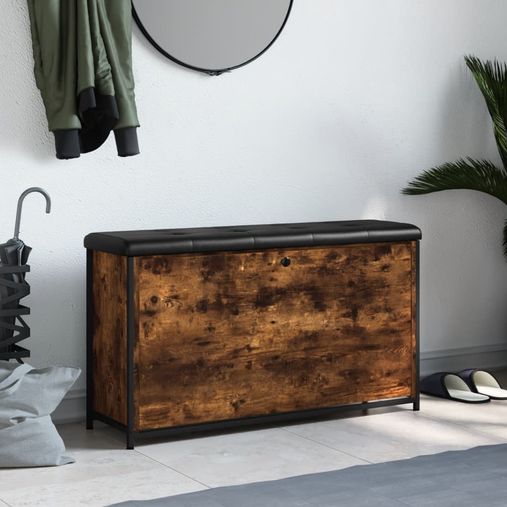 VidaXL Schoenenbankje met klaplade 102x32x56 cm gerookt eikenkleurig