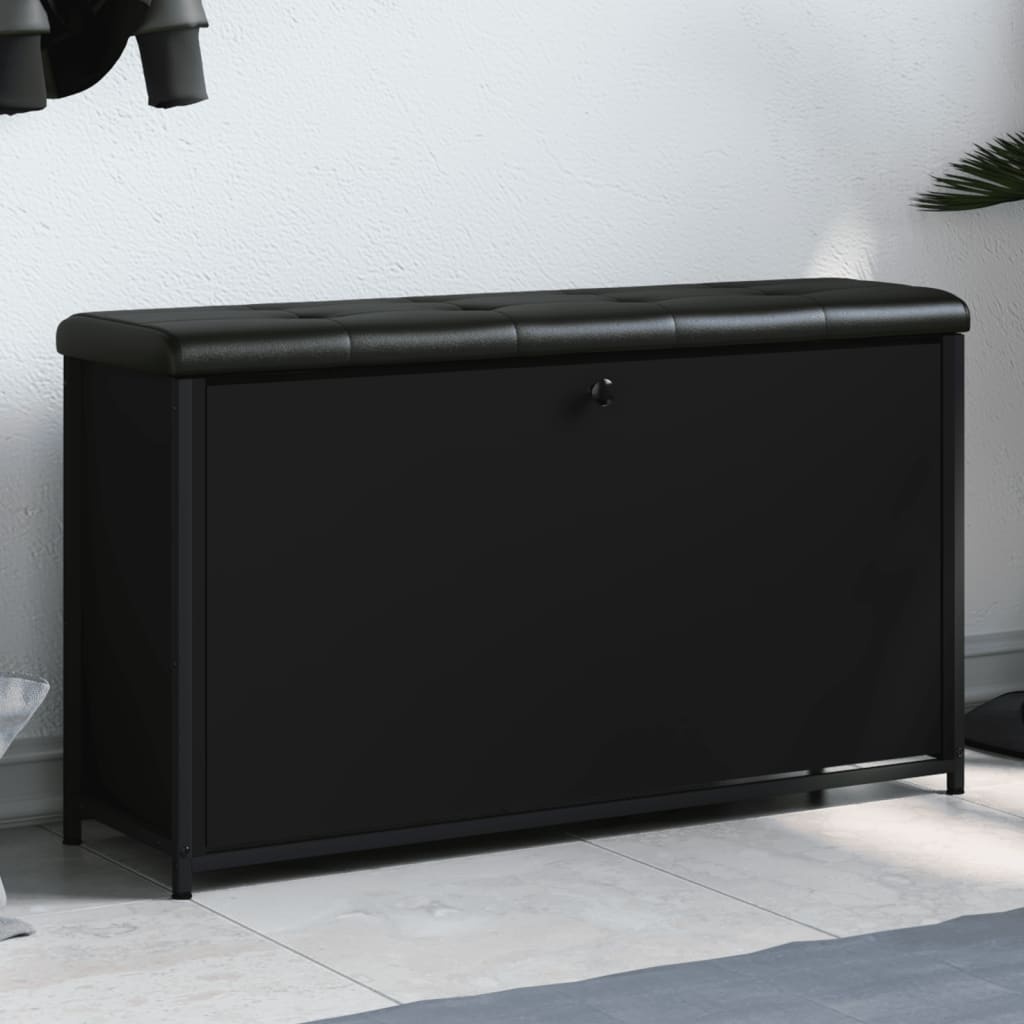 VidaXL Schoenenbankje met klaplade 102x32x56 cm zwart