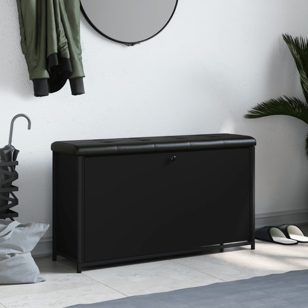 VidaXL Schoenenbankje met klaplade 102x32x56 cm zwart