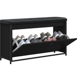 VidaXL Schoenenbankje met klaplade 102x32x56 cm zwart